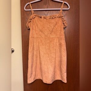 Fika the Brand Ruffled Strap tan miniDress